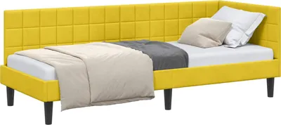 Zdjęcie produktu dla vidaXL Narożna rama łóżka z zagłówkiem żółta 80 cm x 200 cm aksamitna