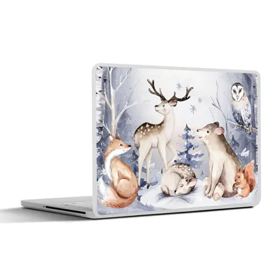 Produktbild von MuchoWow® Laptop Aufkleber Sticker Cover Winter - Tiere - Schnee 32.5x23.5 cm - Sticker für Laptop - Selbstklebend