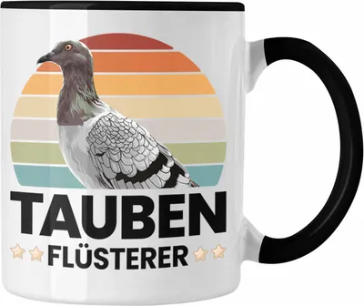 Produktbild von Trendation - Zaubenzucht Geschenk Taubenzüchter Zubehör Tauben Tasse Lustiger Spruch Taubenflüsterer Taubenliebhaber Becher (Schwarz)
