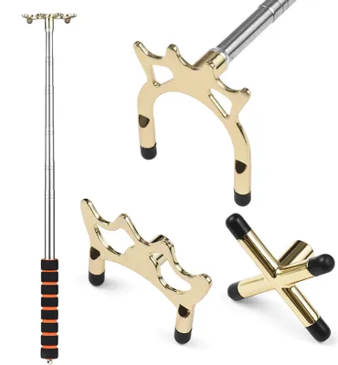 Produktbild von Einziehbarer Billard-Queue-Stick-Bruecke, Pool-Queue-Snooker-Pool-Bridge-Stick mit 3 abnehmbaren Messing-Brueckenkoepfen