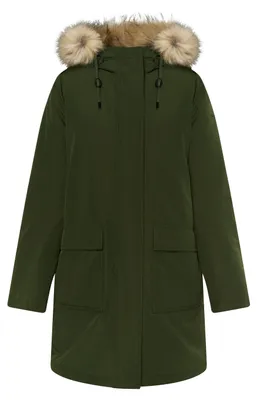 Produktbild von Grüne Outdoor Jacke L, warm gefüttert, wasserabweisend, mit Kunstfellkapuze