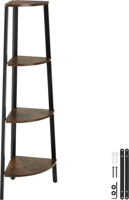 Image de Étagère d’angle Newbridge 34 x 34 x 125 cm - Bois foncé industriel, rustique