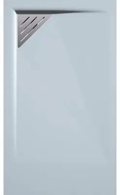 Produktbild von Mineralguss-Duschwanne extra flach TRINITY in GRAU 80x100 cm  Ablaufschutz in Chrom
