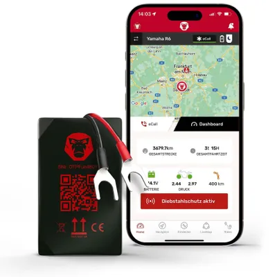 Produktbild von RideLink WingMan 4G GPS Tracker mit Live-Tracking & Diebstahlschutz