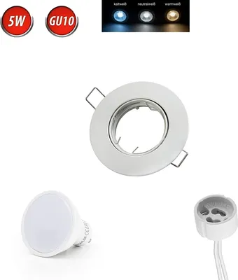 Zdjęcie produktu dla Reflektor wpuszczany GU10 Ø80mm otwór aluminiowy z GU10 5W neutralny biały 350 lumen żarówka LED biały okrągły
