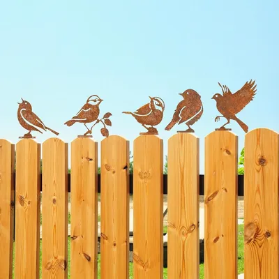 Produktbild von Gartendeko Metallvögel Gartenfigur Dekovögel - Set mit 5 Stück - Metall - Rostoptik