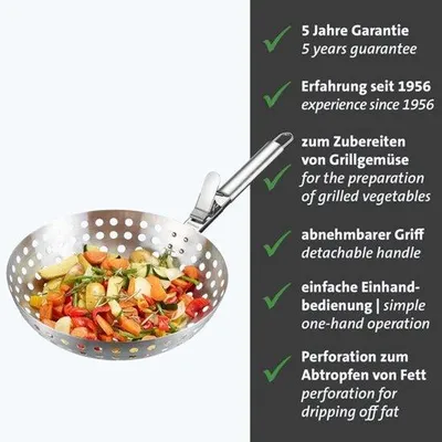 Produktbild von Grillwok – ideal für die Zubereitung großer Mengen köstlicher, gegrillter Gemüse, langlebig, spülmaschinenfest – Edelstahl