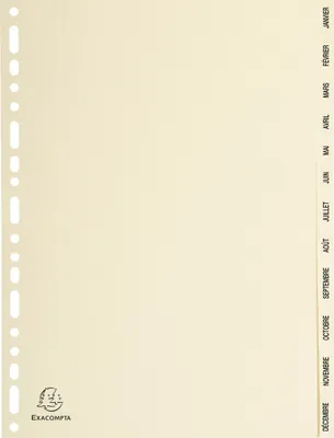 Image de Exacompta 10x Intercalaires imprimés 12 pos janvier à décembre A4 Ivoire 1212E