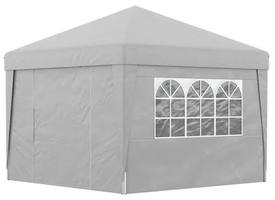 Produktbild von Faltpavillon, 3 x 3 m, h?henverstellbar und mit Fenstern, aus Stahl und hellgrauem Oxford-Gewebe