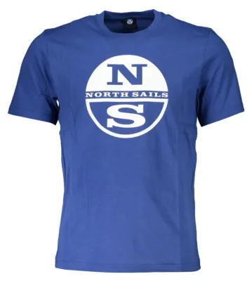 Produktbild von Herren Kurzarm T-Shirt | Blau mit Rundhals und Logo-Druck