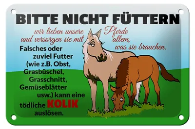 Produktbild von Blechschild Hinweis 18x12cm Bitte nicht füttern Pferd Kolik
