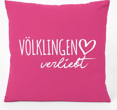 Produktbild von Huuraa Kissen Völklingen verliebt 40x40cm mit Füllung Fuchsia Baumwolle Dekokissen Geschenkidee