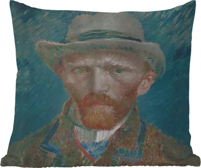 Produktbild von MuchoWow® Outdoor Kissen - Selbstporträt 1887 - Gemälde von Vincent van Gogh - 45x45 cm - Wetterfest - Lounge Kissen - Fotokissen - Dekoratives Kissen