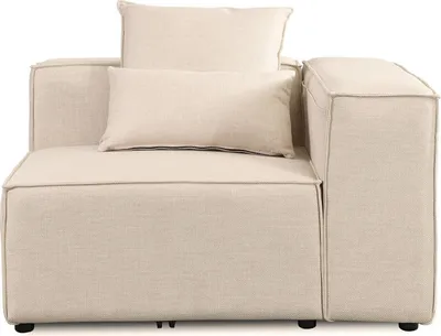 Produktbild von HOME DELUXE - Ecksofa Rechts VERONA - Beige, ca. 120 x 70 x 120 cm, Sitzhöhe: 46 cm, Sitztiefe: 80 cm I Modulares Sofa Modulsofa Ecksofa Wohnlandschaft