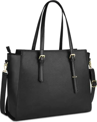 Produktbild von NEWHEY Damen Handtasche Groß Schwarz Leder 15.6 Zoll Laptop Umhängetasche