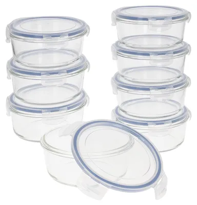 8 Glas-Vorratsdosen 800 ml, mikrowellengeeignet, rund, transparent