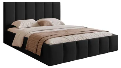 Obrázok produktu pre Selsey Sarafino - Čalúnená posteľ 160x200 cm, s podnožou a lamelovým roštom, čierna