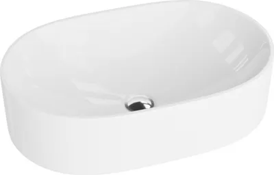 Produktbild von LAVITA Aufsatzwaschtisch Alto | Aufsatzwaschbecken Oval | Waschbecken Ohne Überlauf und Hahnloch | Aus hochwertigem Porzellan | Waschtisch | 52,5x32,5x14 cm | Weiß Glanz