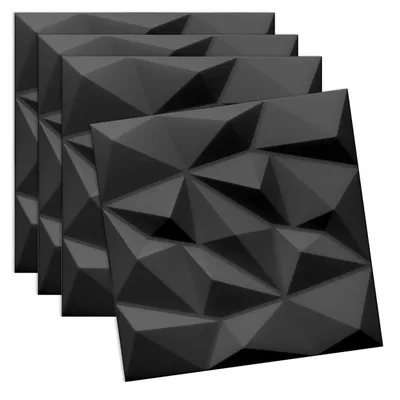Zdjęcie produktu dla Verdico | Panele ścienne Kasetony Sufitowe 3D - Czarne - 50x50 cm - 0,25m2 - Elegancki design - 1 sztuka do stylowych pomieszczeń