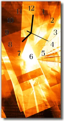 Immagine prodotto di Orologio da parete Tulup in vetro, per cucina, vetro vero, 30x60, motivo geometrico, arancione