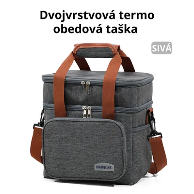 Obrázok produktu pre Dvojvrstvová termo obedová taška – veľká izolačná chladiaca taška 25L, nepremokavá & nepriepustná – pre prácu, školu, piknik & cestovanie – sivá