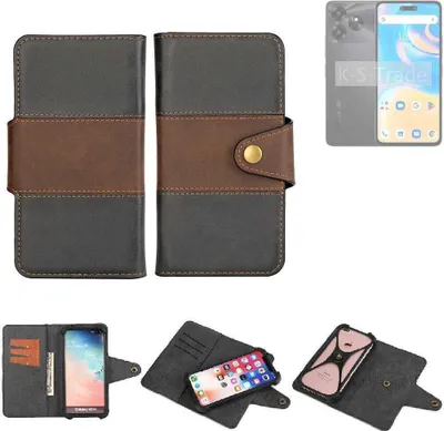 Produktbild von K-S-Trade Handyhülle Schutzhülle Hülle Bookstyle Wallet-Case kompatibel mit UMIDIGI G6 5G Bumper Rundumschutz schwarz-braun 1x