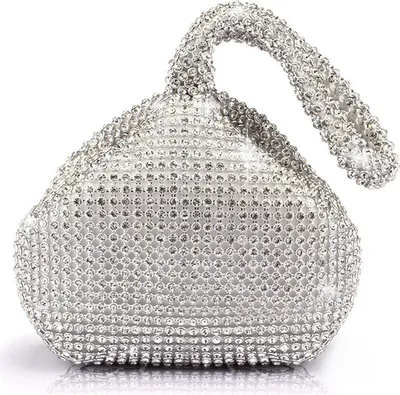 Image de Mode femmes demoiselle d'honneur Lady Girl Sac d'embrayage soirée de mariage pour l'engagement de fête de cocktail de bal - Argent