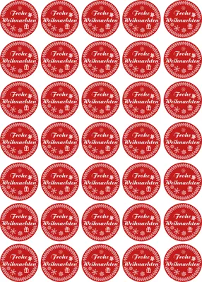 Produktbild von Frohe Weihnachten - Aufkleber rund 30x30mm  für Weihnachten 35 Stück - rot Vintage - Labels - Stickers - Weihnachtskalender - Weihnachten - Advent - rund - zum Aufkleben für Geschenke oder Karten