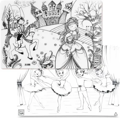 Image de Strigo Funny Mat : Tapis de dessin pour enfants, set de princes et de ballerines