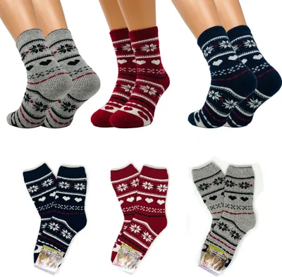 Produktbild von FEBE 3 Paar Alpaka Socken Damen 35-38 Dick Flauschig Warm Alpakawolle Lustige Bunte Wollsocken Wintersocken