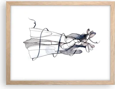 Produktbild von Gerahmtes Poster - Rahmen in heller Eiche - Hände Surrealismus Grafik - 40x30 cm - Wand Bild - Wanddeko - Wandbilder - Kunstposter - Wandposter - Bilderrahmen - Bilder - Kunstdruck - P2NAA40x30-4447