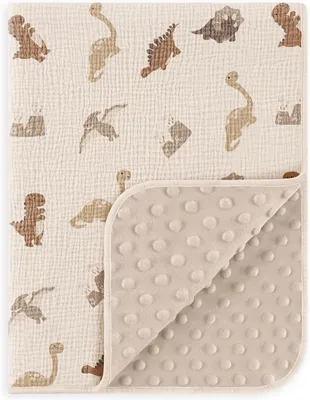 Imagen del producto de Manta para bebé de algodón, suave alfombra para gatear, 80x100 cm, con motivos de dinosaurios para bebés y niños pequeños