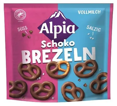Obrázek produktu pro Alpia čokoládové preclíky mléčné slané preclíky v čokoládě 140g