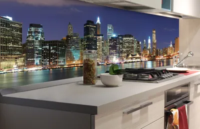 Produktbild von Küchenrückwand Folie selbstklebend MANHATTAN 180 x 60 cm - Klebefolie - Dekofolie - Spritzschutz für Küche -