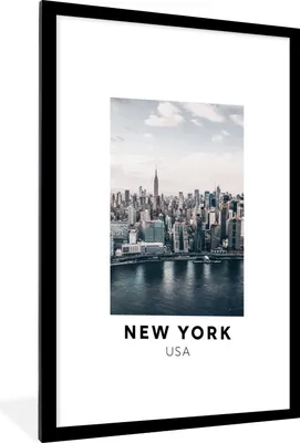 Produktbild von MuchoWow® Gerahmtes Poster Amerika - New York - Architektur 60x90 cm - Poster mit Schwarzem Bilderrahmen Wandposter Rahmen Foto Bilder - Dekoration - Wandposter Wohnzimmer - Hochwertig