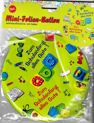Produktbild von 3er SET FOLIEN - BALLONS selbstaufblasend , zum Schulanfang Einschulung Deko