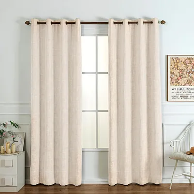 Immagine prodotto di Tende - Grigio - Beige chiaro - Con passamaneria a pieghe - Opache - Per camera da letto - Per soggiorno - Per finestra - Aspetto lino - Tende oscuranti