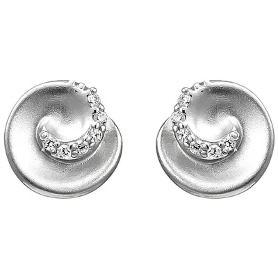 Produktbild von Ohrstecker aus 925 Silber mattiert mit 12 Zirkonia Ohrringe Ohrschmuck Damen