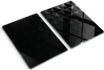 Produktbild von Tulup Glas Herdabdeckplatte - 2x40x52 cm - Glaskeramikkochfeld-Abdeckung Spritzschutz Glasabdeckplatte Kochplattenabdeckung und Schneidebrett - Zweiteilig - Kunst: modern & klassisch - Abstrakt - Schwarz