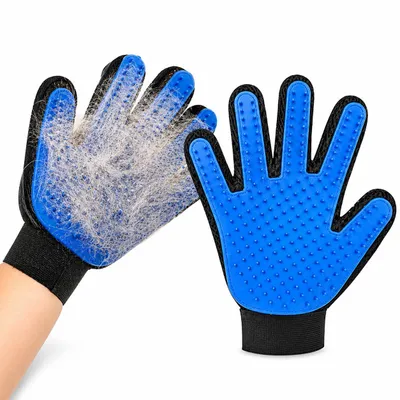 Produktbild von Tierhaarentferner Handschuh für Hunde & Katzen – Fellpflege Handschuh, Hundebürste Katzenbürste, Deshedding Bürste, entfernt lose Haare & Unterfell,