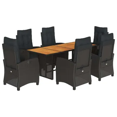 Produktbild von 9-tlg. Garten-Essgruppe mit Kissen Schwarz Poly Rattan