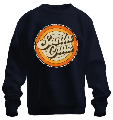 Immagine prodotto di Santa Cruz California Retro Sunset Surfer Surfing Beach Felpa Unisex Pullover, Navy, S