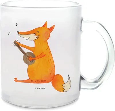 Produktbild von Mr. & Mrs. Panda Motivtasse Fuchs Gitarre - Transparent - Geschenk, Sängerin, Tee Tasse, glastasse, Teeglas, Haferl, Singen, Pott, Musik, Häferl, Spruch, Optimistisch