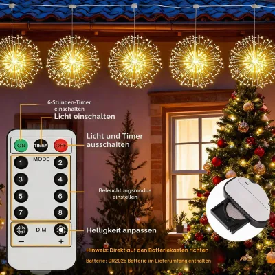 Obrázok produktu pre yowin Vianočná svetelná guľa, 4 kusy, 120 LED, vonkajšie vianočné osvetlenie