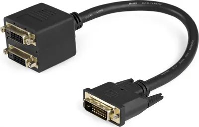 Obrázek produktu pro StarTech.com DVISPL1DD, 0,3 m, DVI-D, 2 x DVI-D, Samec, Samice, Černá