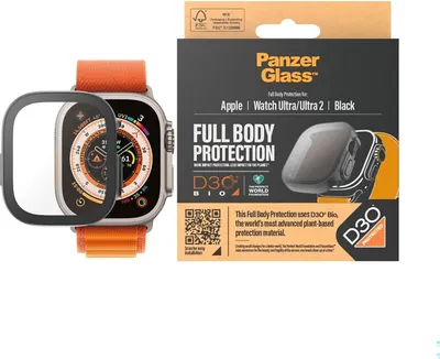 Zdjęcie produktu dla PanzerGlass ® Screen Protector Full Body with D3O® Apple Watch Ultra | 49mm | Black, Apple, Apple - Watch, Series 2023 49mm, Aplikacja na sucho, Odporny na zadrapania, Odporny na wstrząsy, Przezroczysty, 1 szt.