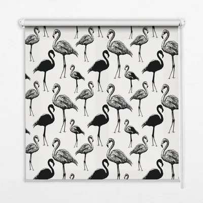 Produktbild von Seitenzug-Rollo Fensterrollo Jalousie - Thermo-Rollo Verdunkelungsrollo - 100x180 cm - Schwarze Flamingos