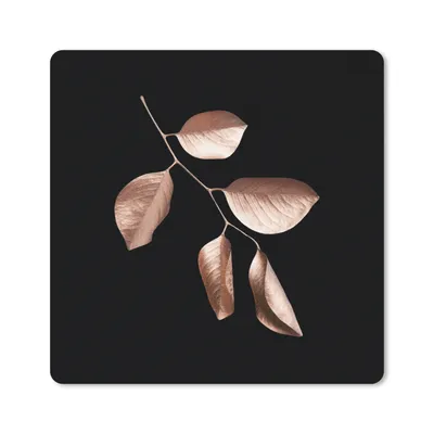 Produktbild von MuchoWow® Mauspad Mousepad Rosa - Blatt - Gold 20x20 cm - Mousepads - Maus Mat - Pad - Mausunterlage - Desk Mat - Bureauartikeln