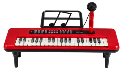 Produktbild von KOMFOTTEU Kinderklavier mit 37 Tasten, Kinder Keyboard mit Mikrofon, Notenständer & abnehmbare Beine, elektronische Tastatur für Kinder ab 3 Jahren (Rot)