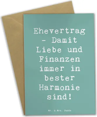 Produktbild von Mr. & Mrs. Panda jubiläumskarte Spruch Ehevertrag Liebe Finanzen - Meeresbrise - Geschenk, glückwunschkarten, osterkarte, Transparenz, Heirat, Grußkarte, einladungskarten
